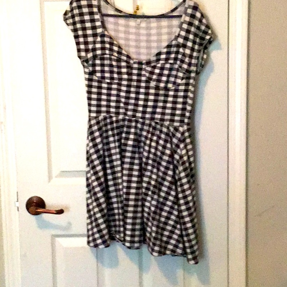 Black and white plaid retro dress